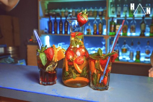A large selection of tobaccos in the hookah "Hookah nights air" in Kiev. Book a table inexpensively