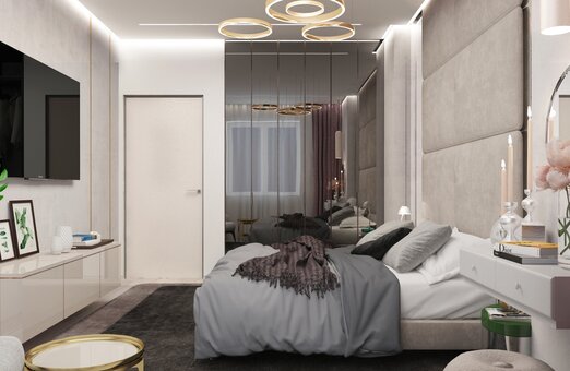 Дизайн спальной комнаты от компании YOUR COMFORTABLE HOME. Заказать по акции.