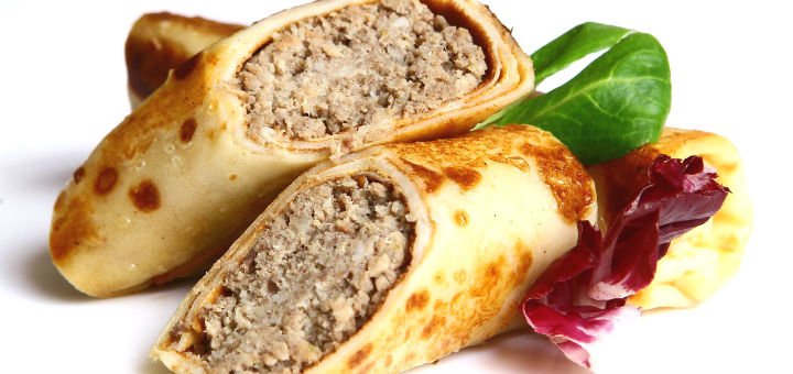 Блинчики с мясом от службы доставки еды «FitnessFood» в Николаеве. Заказывайте меню здоровой пищи по скидке.