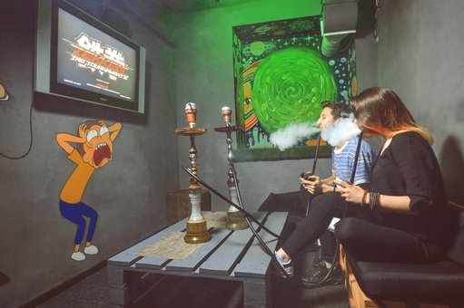 The interior in the hookah "Hookah nights air" in Kiev. Order cheap
